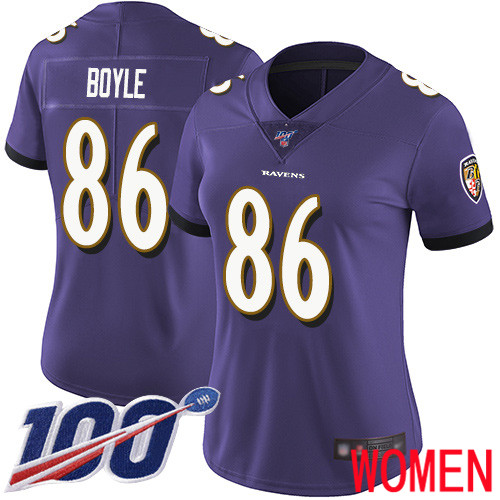 Baltimore Ravens Limited Purple Women Nick Boyle Home Jersey NFL Football #86 100th Season Vapor Untouchable->women nfl jersey->Women Jersey
